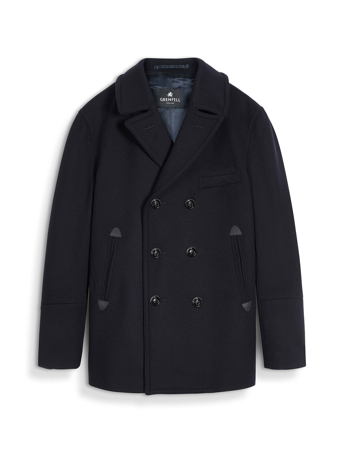 Load image into Gallery viewer, Chatham Peacoat Merino Wool Navy